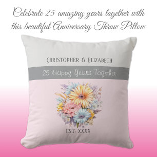 25. silberne Hochzeitstage Blumen rosa Kissen