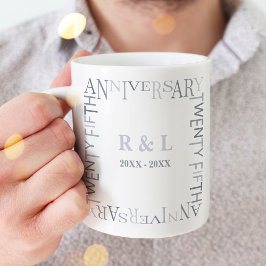 25. silbernes Hochzeitsjubiläum Geschenk Kaffeetasse