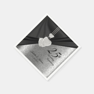 25. Silver and Black Wedding Anniversary Design Serviette