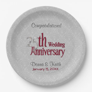 25. Silver and Burgund Anniversary Paper Teller