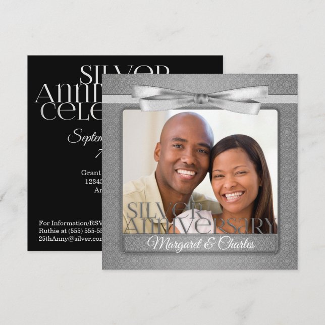 25. Silver Anniversary Celebration mit Foto Einladung (Vorne/Hinten)