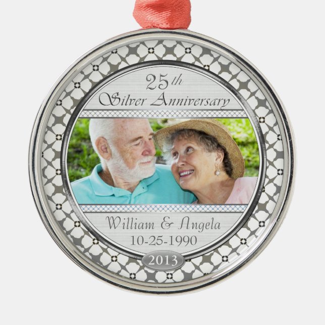25. Silver Anniversary Custom Foto Ornament (Vorne)