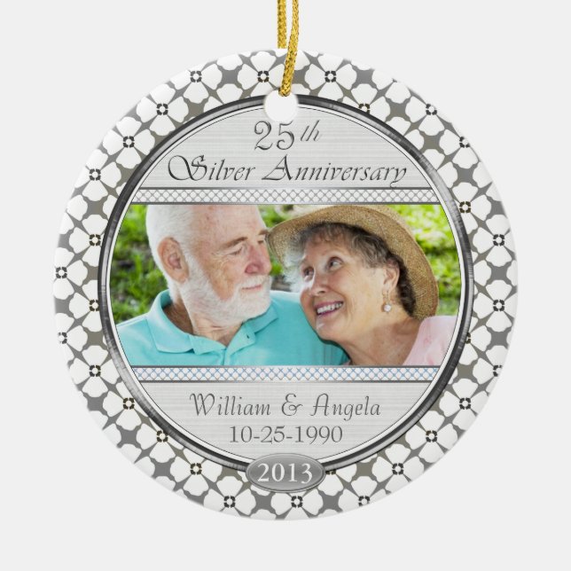 25. Silver Anniversary Custom Foto Ornament (Vorne)