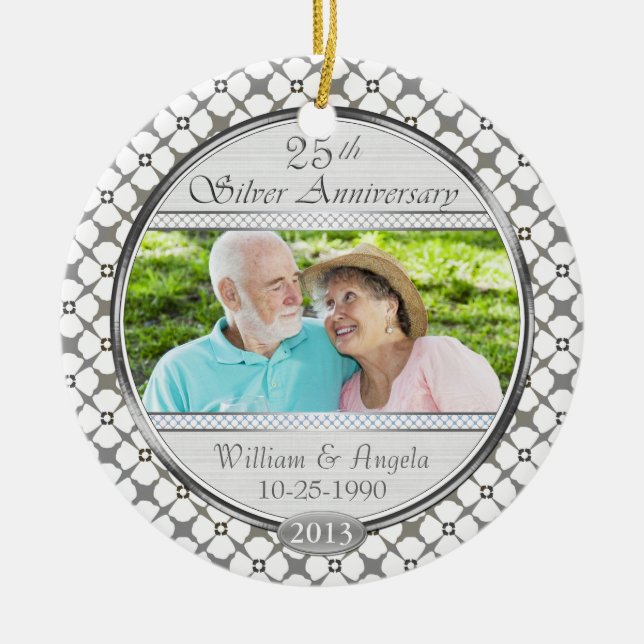 25. Silver Anniversary Custom Foto Ornament (Vorne)