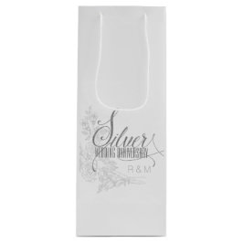 25. Silver Anniversary Initials und White Roses Geschenktüte Für Weinflaschen