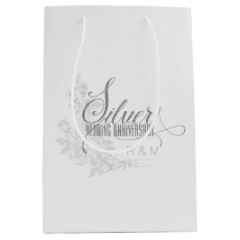 25. Silver Anniversary Initials und White Roses Mittlere Geschenktüte
