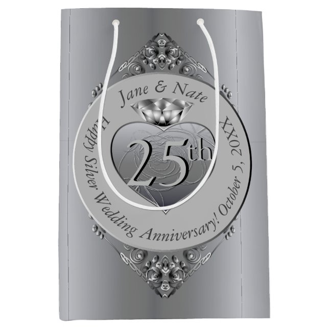25. Silver Anniversary Mittlere Geschenktasche Geschenktüte (Vorderseite)