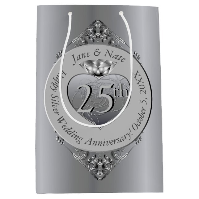 25. Silver Anniversary Mittlere Geschenktasche Mittlere Geschenktüte (Vorderseite)