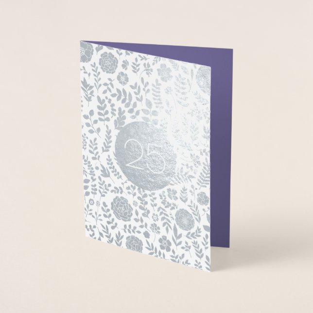 25. Silver Anniversary Real Foil Grußkarten Folienkarte (Vorderseite)