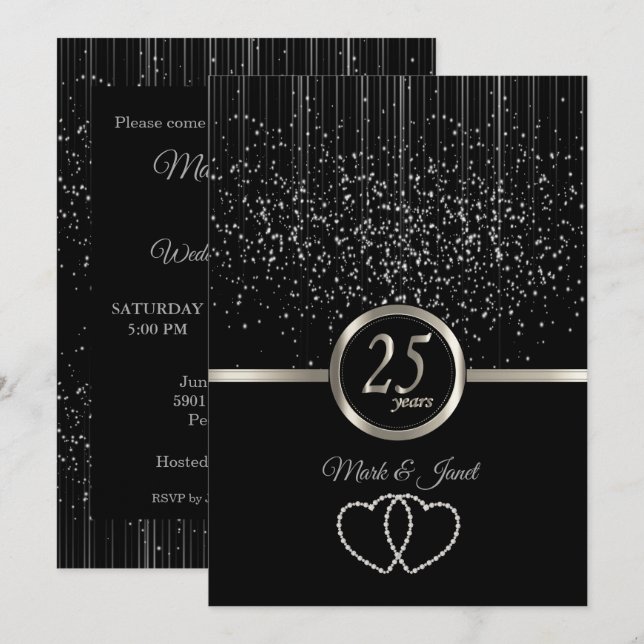 25. Silver Anniversary Starlights Einladung (Vorne/Hinten)