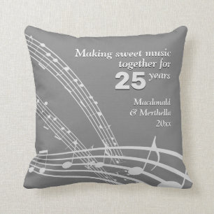 25. SILVER Hochzeit modern MUSIKNOTE Kissen