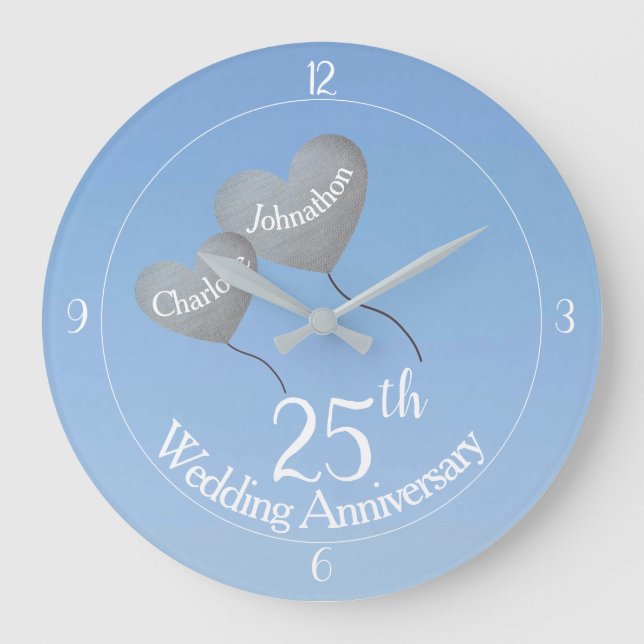 25. Silver Jubiläum Herzblasen im Himmel Große Wanduhr (Vorderseite)