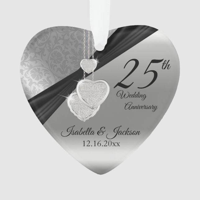 25. Silver Metallic Wedding Anniversary Keepake Ornament (Vorderseite)