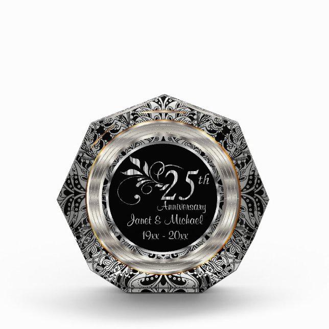 25. Silver Paisley Hochzeitstag Fotoblock (Vorderseite)