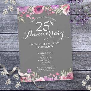 25. Silver Wedding Anniversary Country Floral Einladung