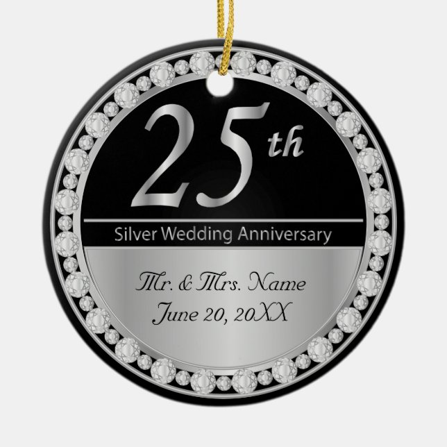 25. Silver Wedding Anniversary Keepake Keramikornament (Vorne)