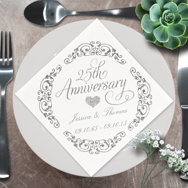 25. Silver Wedding Anniversary Paper Napkins Serviette (Von Creator hochgeladen)