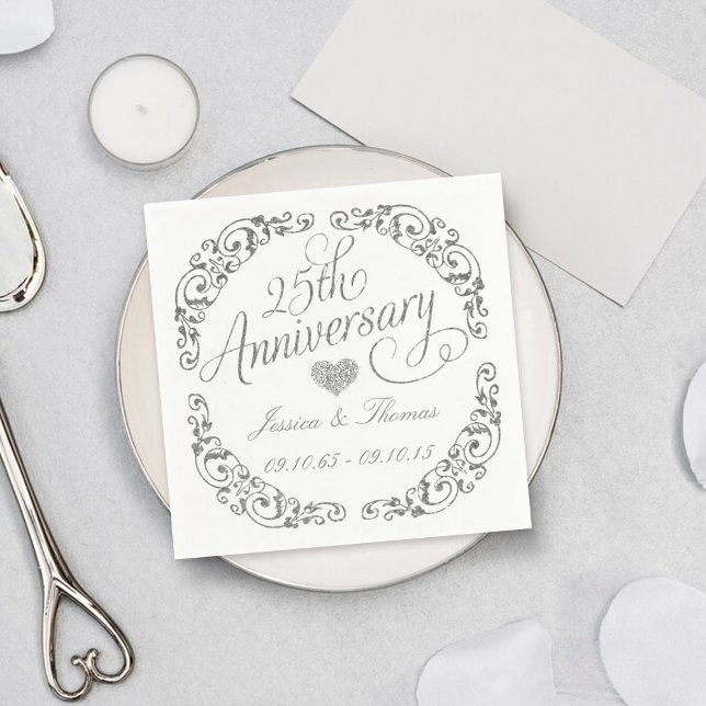25. Silver Wedding Anniversary Paper Napkins Serviette (Von Creator hochgeladen)