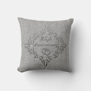 25. Silver Wedding Anniversary Throw Kissen