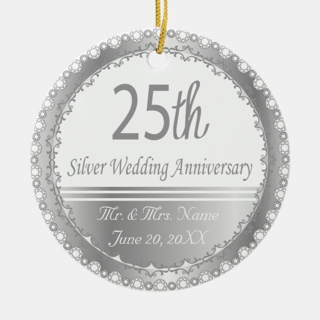 25. Silver Wedding Jubiläum Design Keramikornament (Vorne)