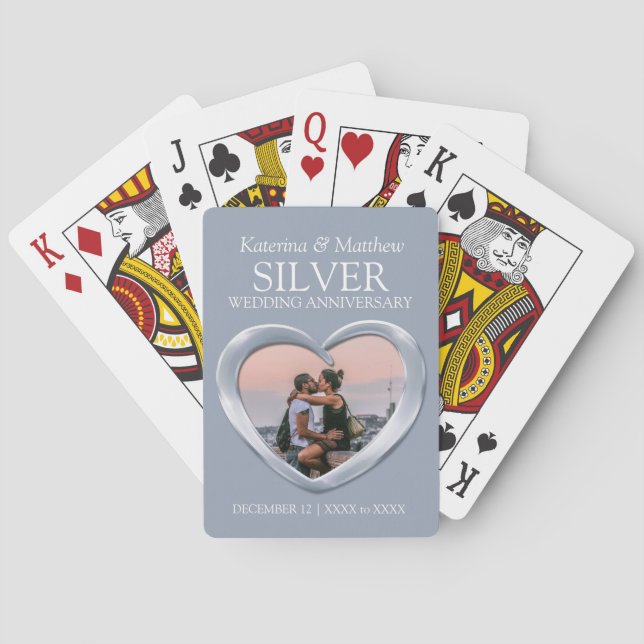 25. Silver Wedding Jubiläum Foto Spielkarten (Rückseite)