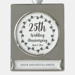 25. Silver Wedding Jubiläum Ivy Wreath Banner-Ornament Silber