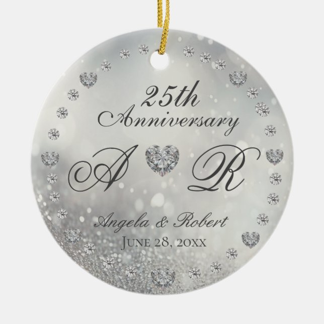 25. Silver Wedding Jubiläum Keramik Ornament (Vorne)