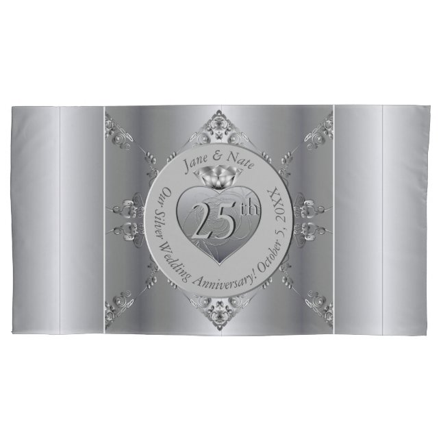 25. Silver Wedding Jubiläum Kissenbezug (Vorderseite-Links)