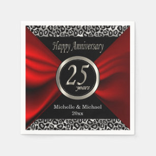 25. Silver Wedding Jubiläum Leopard Muster Serviette