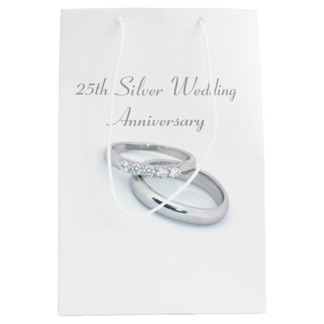 25. Silver Wedding Jubiläum Mittlere Geschenktüte (Vorderseite)
