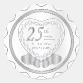 25. Silver Wedding Jubiläum Runder Aufkleber