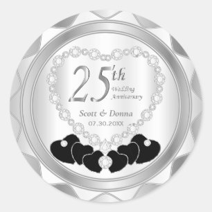 25. Silver Wedding Jubiläum Runder Aufkleber
