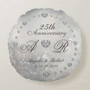 25. Silver Wedding Jubiläum Rundes Kissen