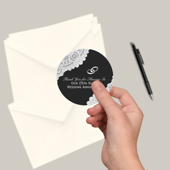 25. Silver Wedding Jubiläum Vielen Dank Runder Aufkleber (Von Creator hochgeladen)