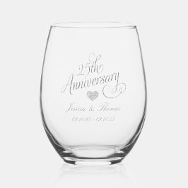 25. Silver Wedding Jubiläum Weinglas Ohne Stiel