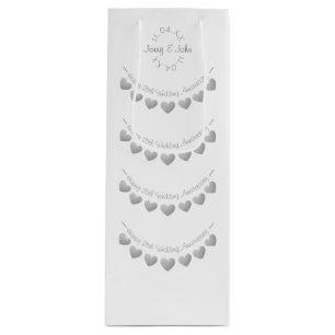 25. Silver Wedding Jubiläum weißes Bollwerk Geschenktüte Für Weinflaschen