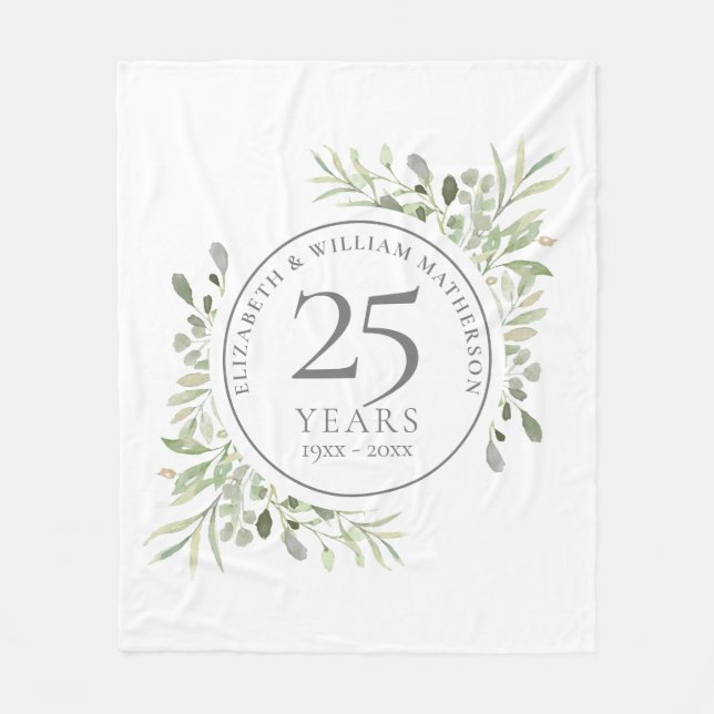 25. Silver Wedding Jubiläumsgrün Fleecedecke (Vorderseite)