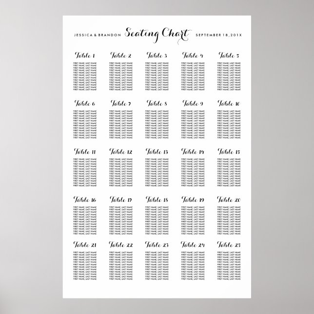25 Tabelle Große Hochzeitssortierung nach Tabelle Poster (Vorne)