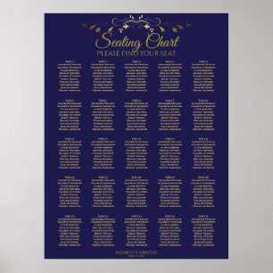25 Tableau Élégant Gold & Marine Mariage Seating C
