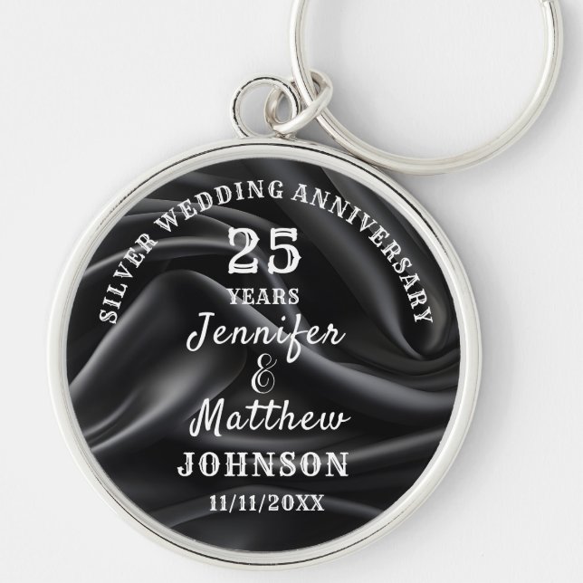 25. WEDDING JAHRESZEITALTER Silver Wedding Editabl Schlüsselanhänger (Vorne)