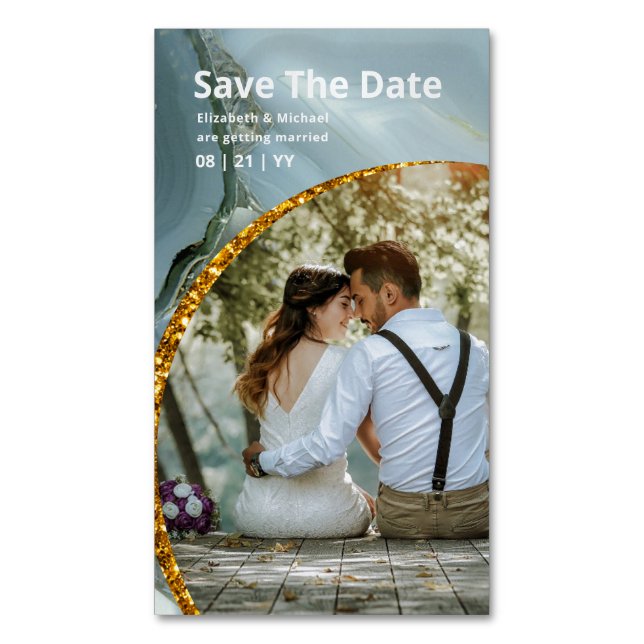 25 x Magnetic Green Marble Save the Date QR Code Magnetische Visitenkarte (Vorderseite Vertikal)