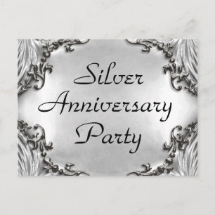 25e anniversaire d'argent Invitation de fête Carte