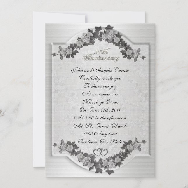 25e anniversaire de la fête vow invitation de reno (Devant)