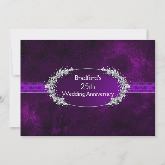 25e anniversaire de mariage - Invitation - Violet (Devant)