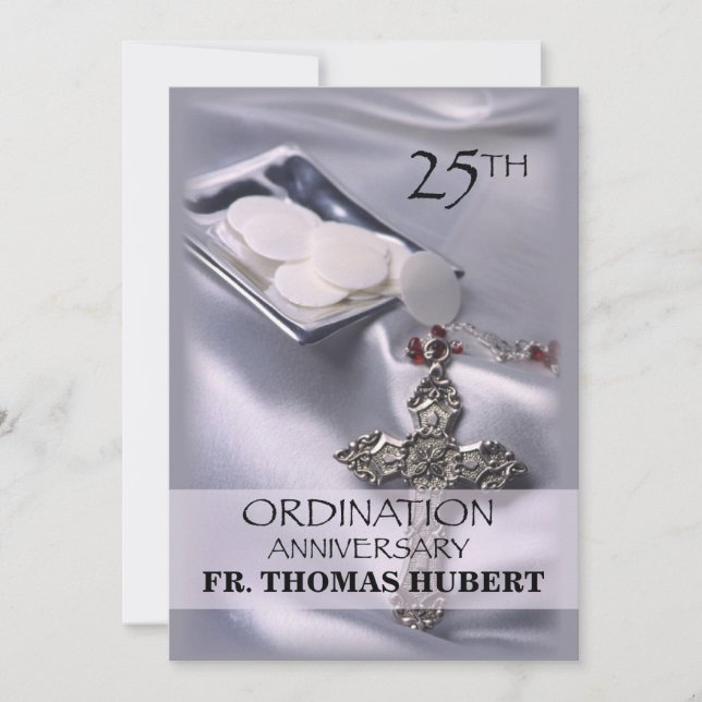 25e anniversaire d'ordination Invitation Cross hôt (Devant)
