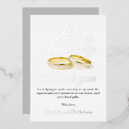 25e anniversaire du Mariage Carte de remerciements