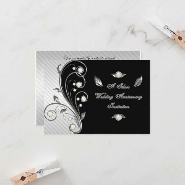25e anniversaire du Mariage Carte d'invitation RSV (Devant/Arrière en situation)