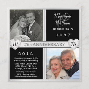 25e anniversaire du Mariage Coeurs Invitations pho