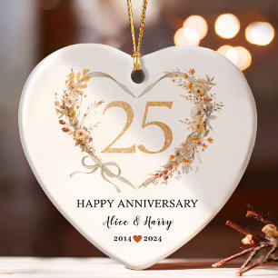 25e anniversaire du Mariage Gold Hearts Couple Pho