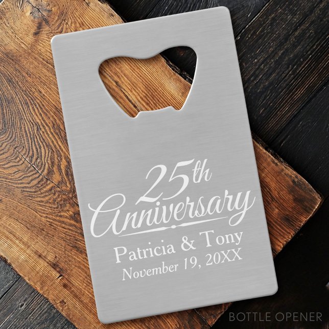 25e anniversaire du Mariage Personnalisé (Custom Bottle Opener - Card Style)